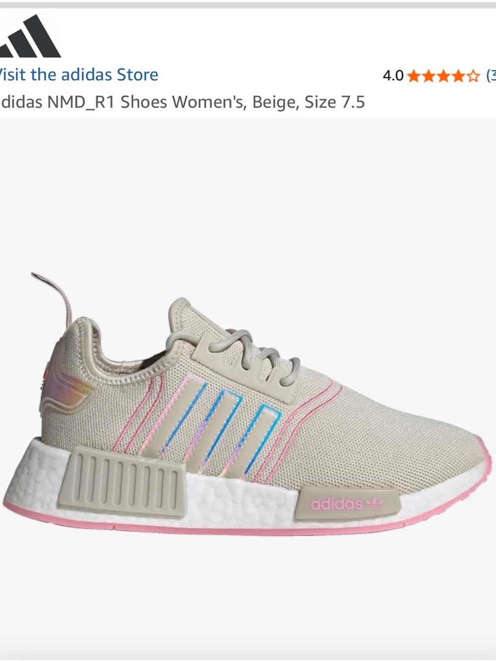 adidas Women's NMD_R1 Beige with Pink and Blue Accents
